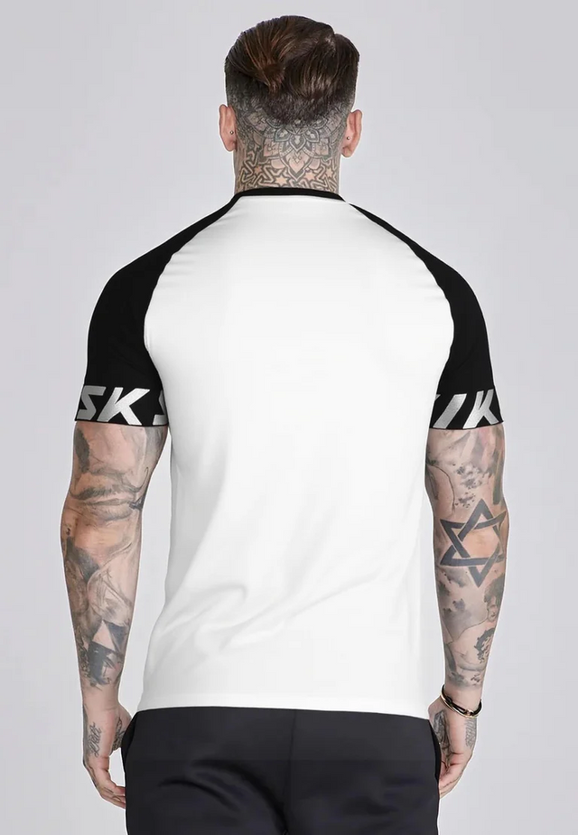 SikSilk - White and Black Raglan Tech T-Shirt