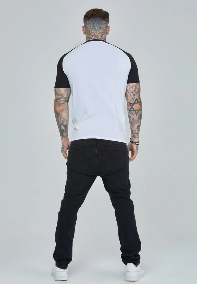 SikSilk - White and Black Raglan T-Shirt
