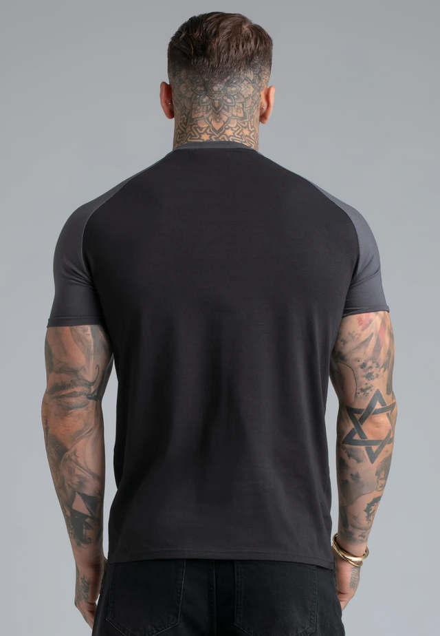 SikSilk - Black and Grey Raglan T-Shirt