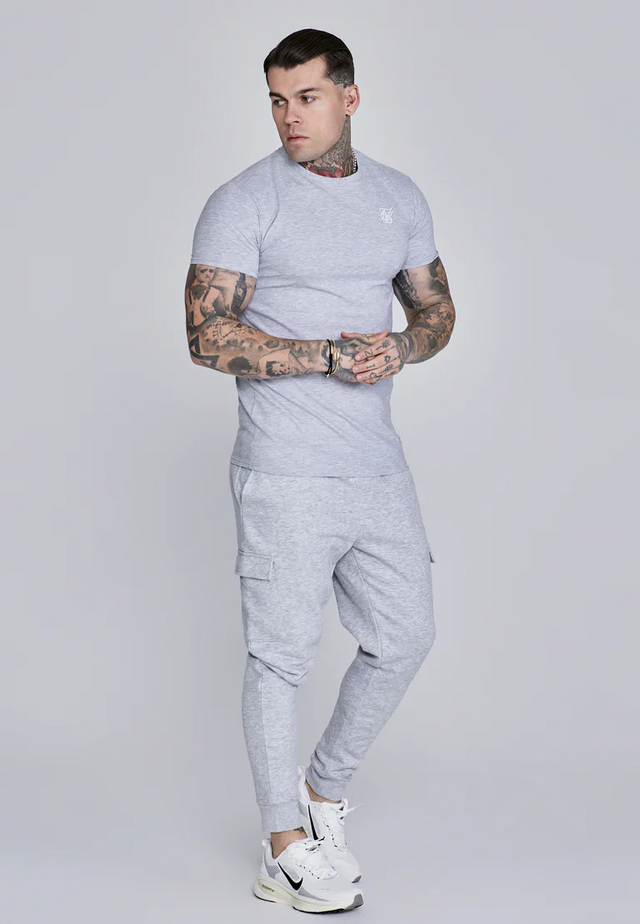 SikSilk - Grey Marl Essentials T-Shirt