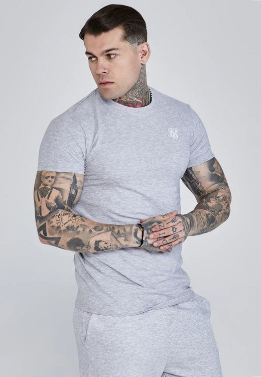 SikSilk - Grey Marl Essentials T-Shirt