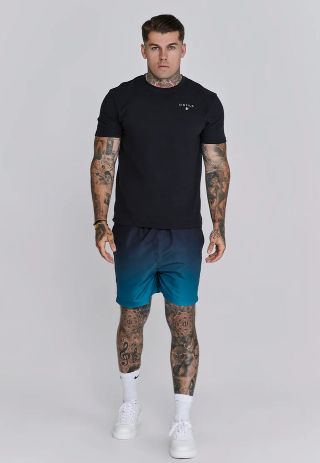 SikSilk - Black Teal Fade Swim Shorts