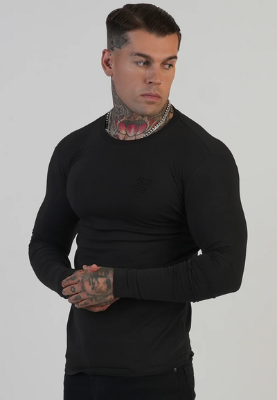 SikSilk - Black Long Sleeve T-Shirt