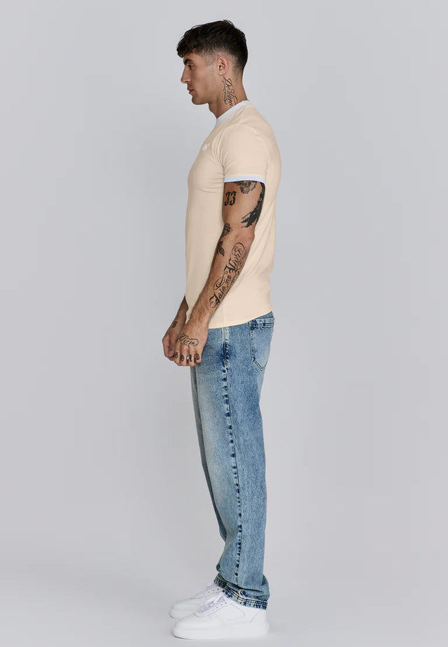 SikSilk - Ecru Ringer T-Shirt