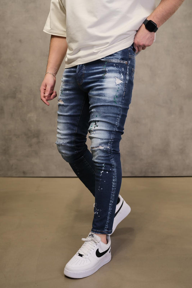 2Y Premium - Painted Worn Blue Jeans