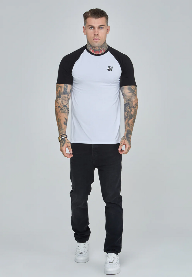 SikSilk - White and Black Raglan T-Shirt