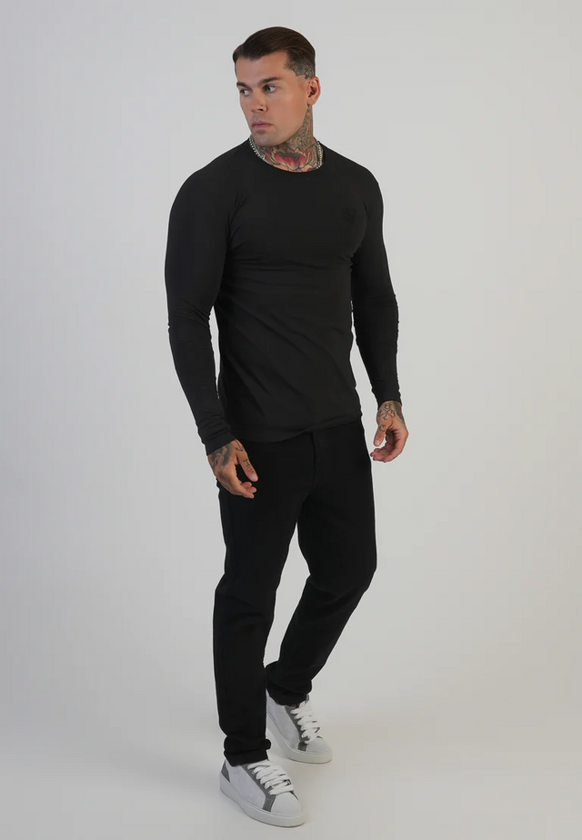 SikSilk - Black Long Sleeve T-Shirt