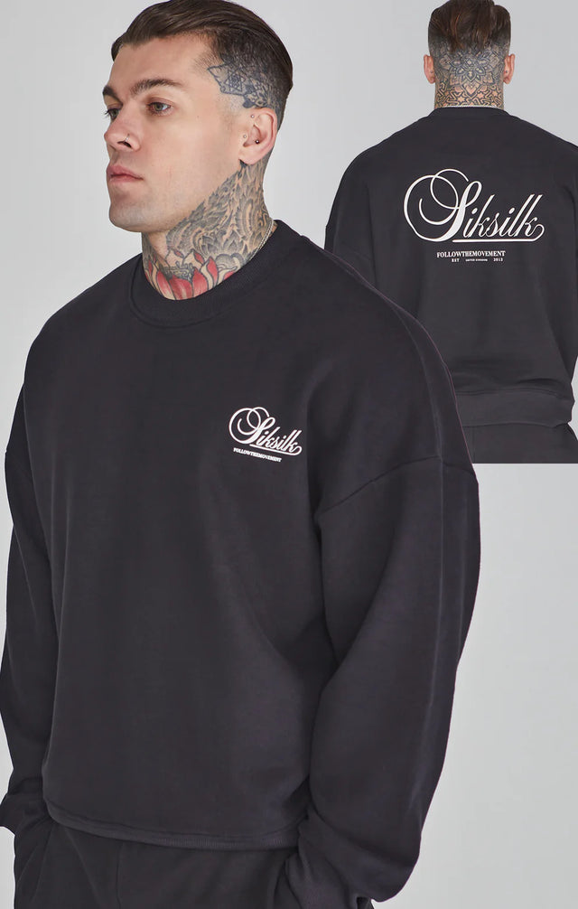 SikSilk - Graphic Sweater - Black