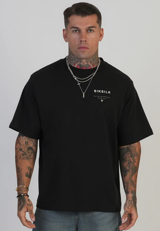 SikSilk - Black Graphic T-Shirt