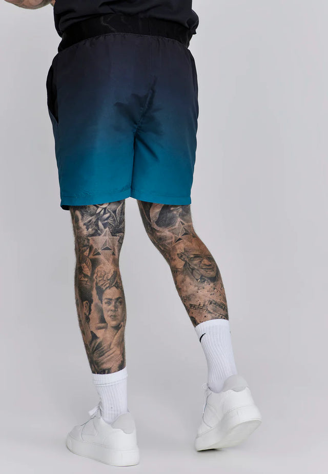 SikSilk - Black Teal Fade Swim Shorts