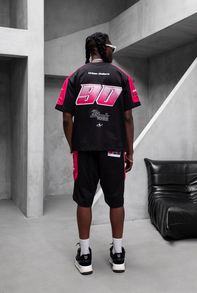 Black Island - T-Shirt&Short Set - Black&Pink