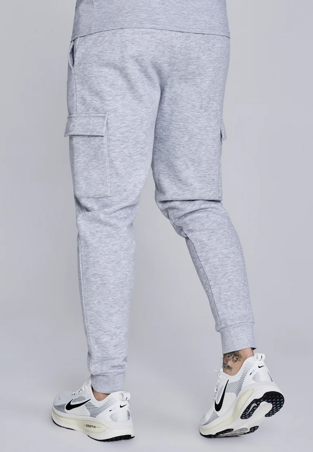 SikSilk - Grey Marl Essentials Cargo Joggers