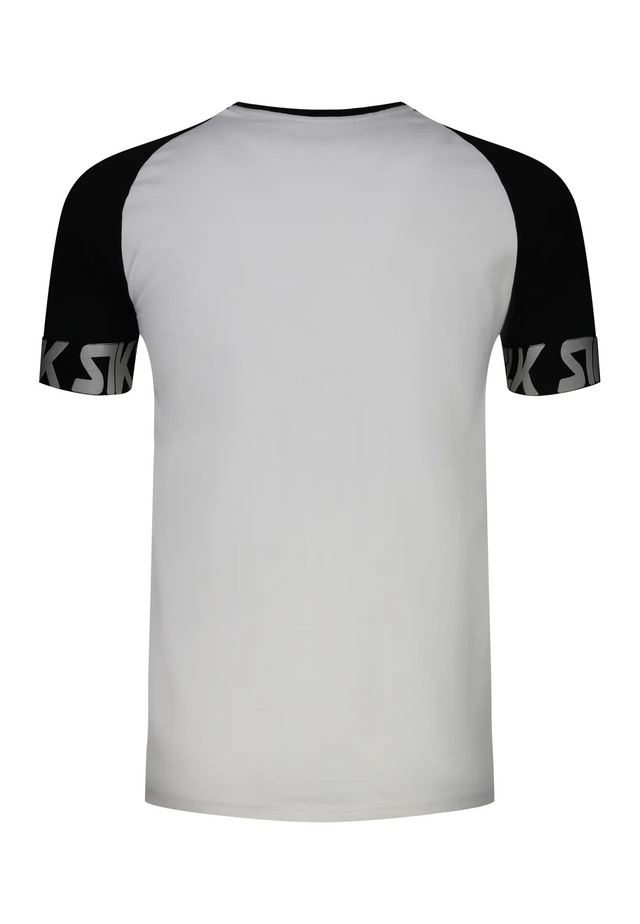 SikSilk - White and Black Raglan Tech T-Shirt
