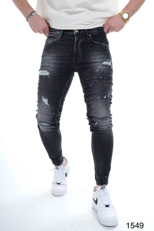 2Y Premium - Painted Worn Black Jeans