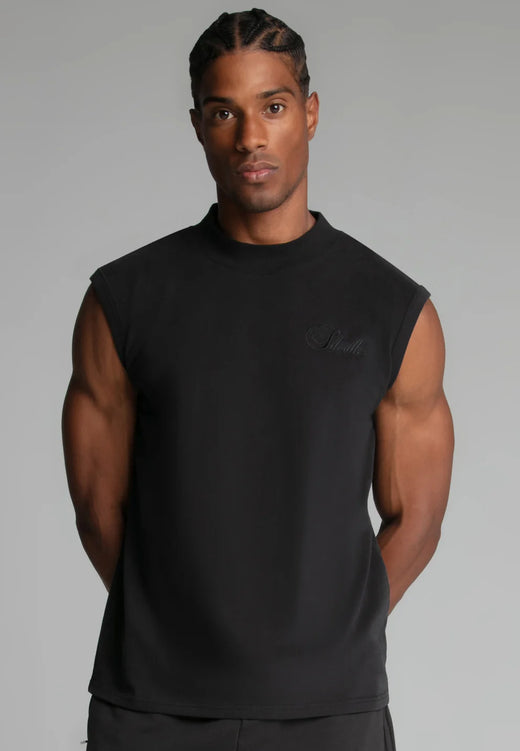 SikSilk - Black Sleeveless T-Shirt