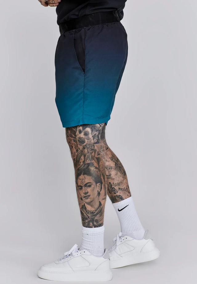 SikSilk - Black Teal Fade Swim Shorts