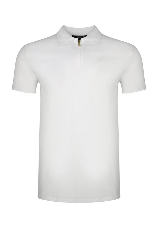 SikSilk - White Zip Polo T-Shirt