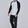 SikSilk - White and Black LS Muscle Fit T-Shirt