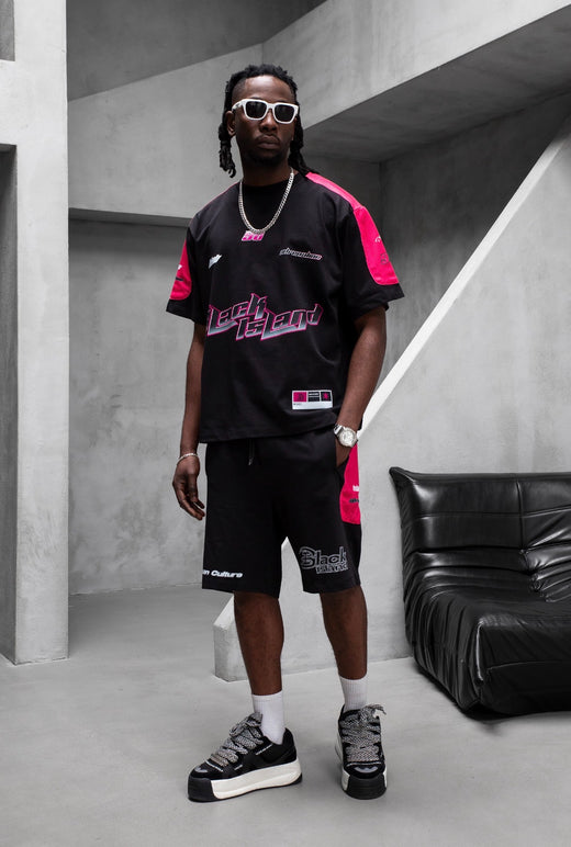 Black Island - T-Shirt&Short Set - Black&Pink