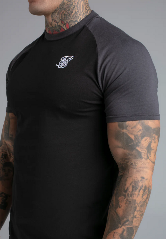 SikSilk - Black and Grey Raglan T-Shirt