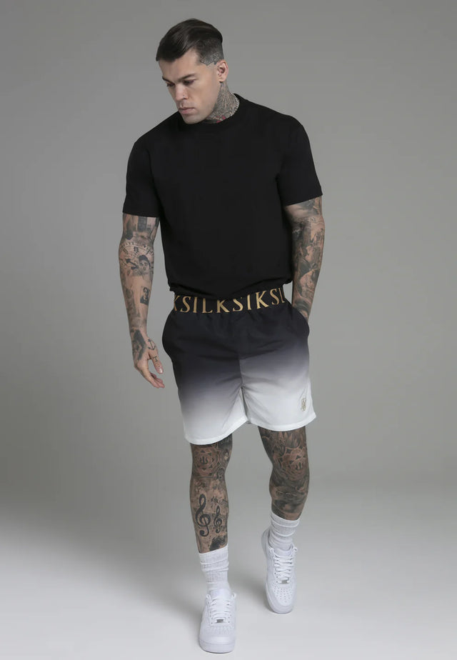SikSilk - Black White Fade Swim Shorts