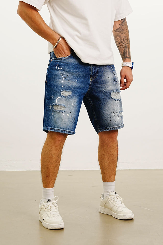 2Y Premium - Denim Shorts Painted - Blue