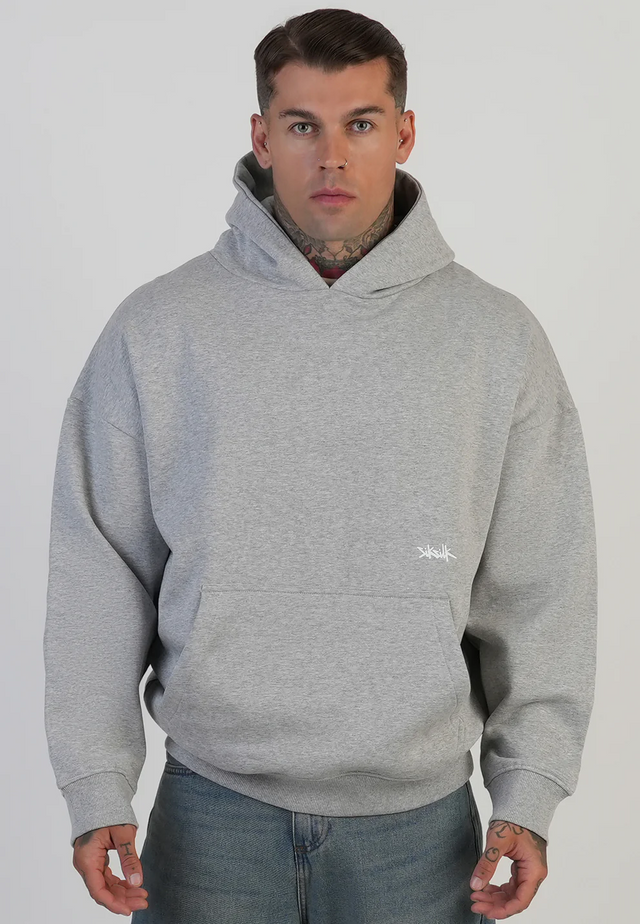SikSilk - Grey Marl Graphic Hoodie