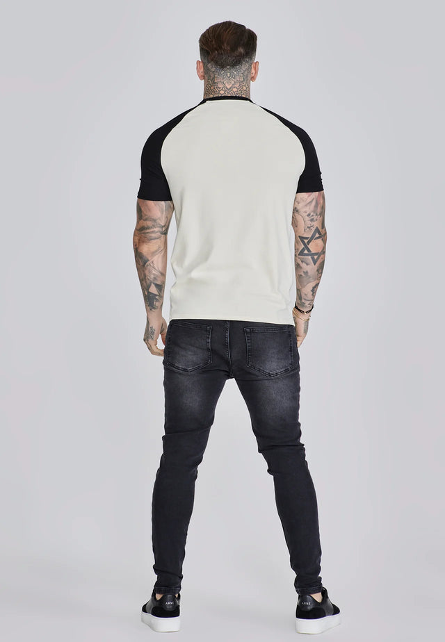SikSilk - Ecru Black Raglan T-Shirt