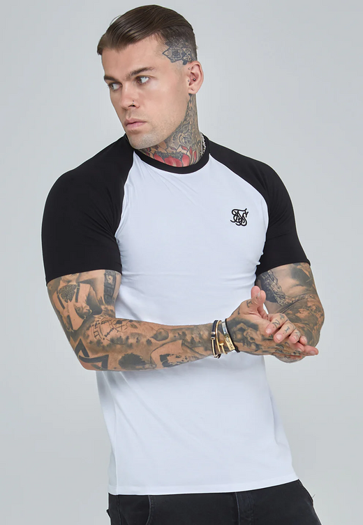 SikSilk - White and Black Raglan T-Shirt