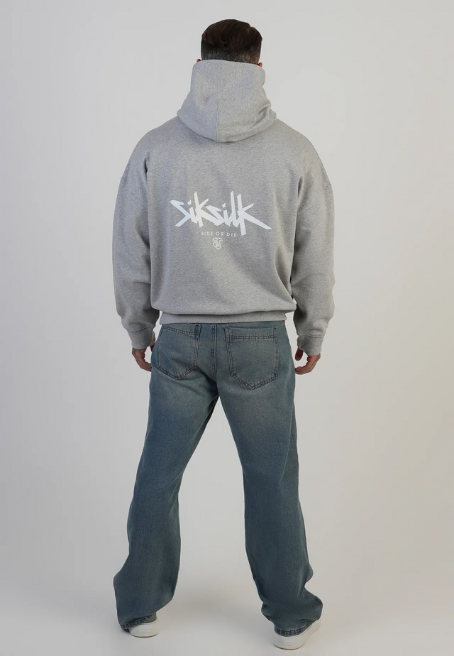 SikSilk - Grey Marl Graphic Hoodie