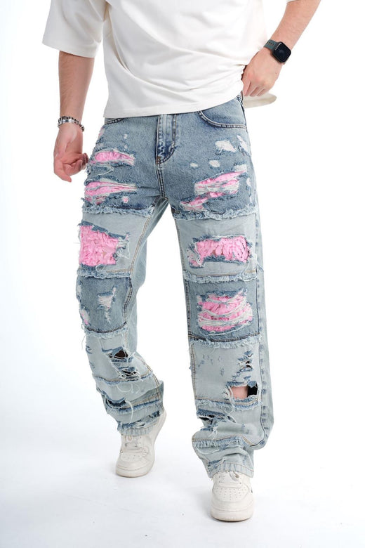 2Y Premium - Pink Fabric Jeans - Blue