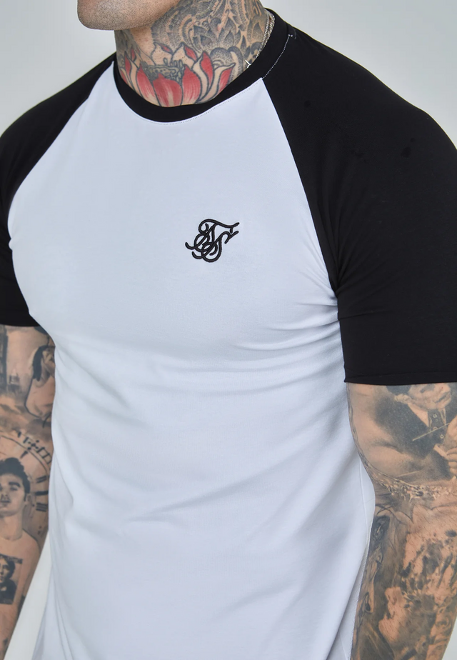 SikSilk - White and Black Raglan T-Shirt