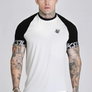 SikSilk - White and Black Raglan Tech T-Shirt