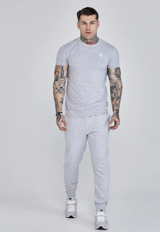 SikSilk - Grey Marl Essentials T-Shirt