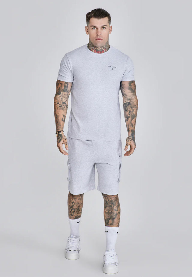 SikSilk - Grey Marl T-Shirt and Shorts Set