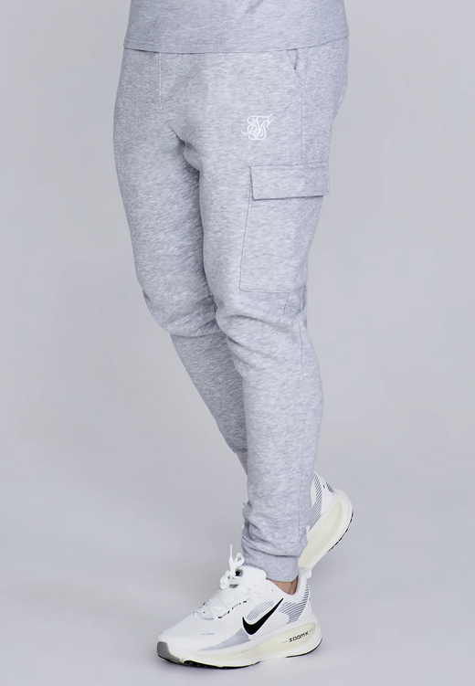 SikSilk - Grey Marl Essentials Cargo Joggers