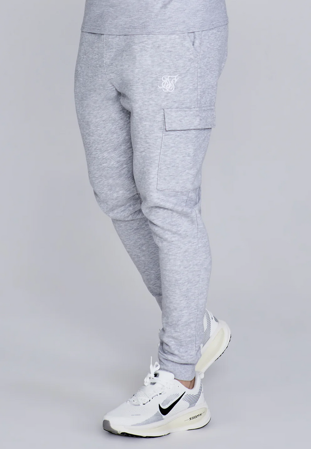 SikSilk - Grey Marl Essentials Cargo Joggers