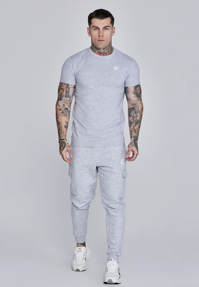 SikSilk - Grey Marl Essentials T-Shirt