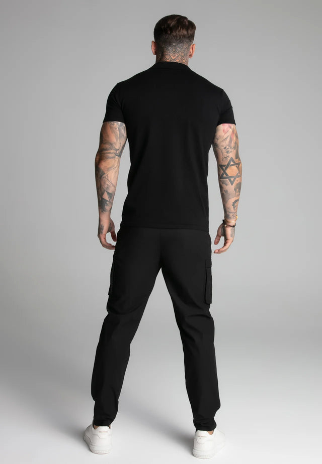 SikSilk - Black Revere Collar Polo