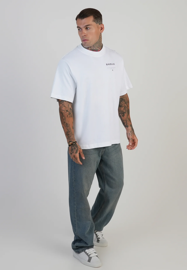 SikSilk - White Graphic T-Shirt
