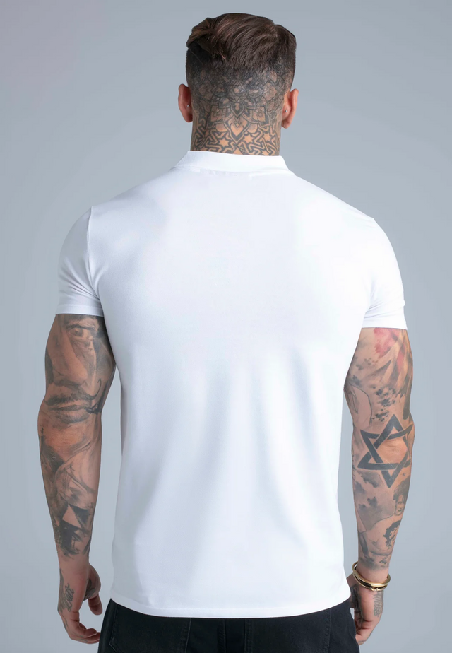 SikSilk - White Zip Polo T-Shirt