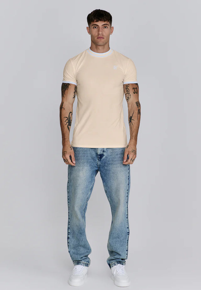 SikSilk - Ecru Ringer T-Shirt