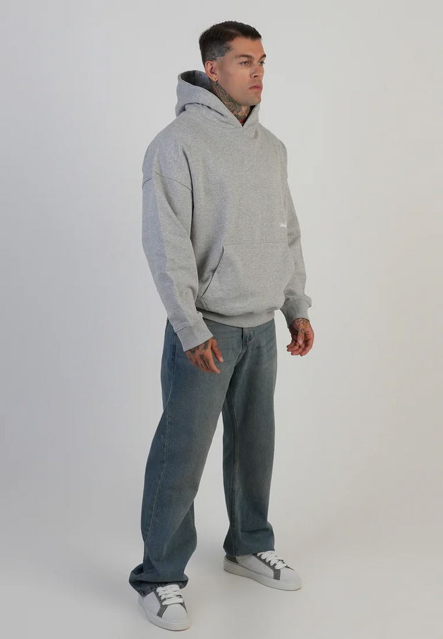 SikSilk - Grey Marl Graphic Hoodie