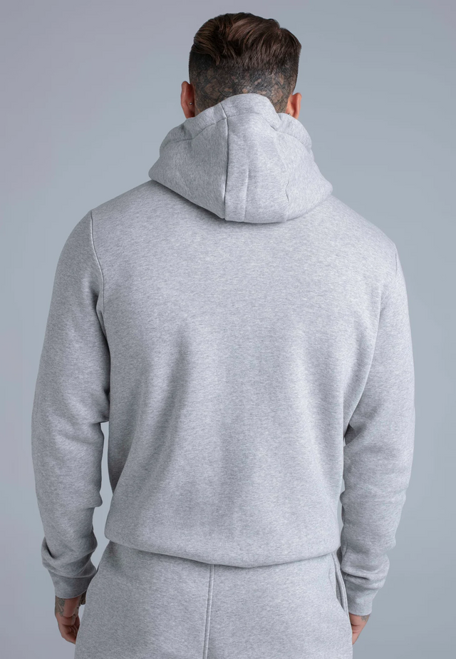SikSilk - Grey Marl Essentials Full Zip Hoodie