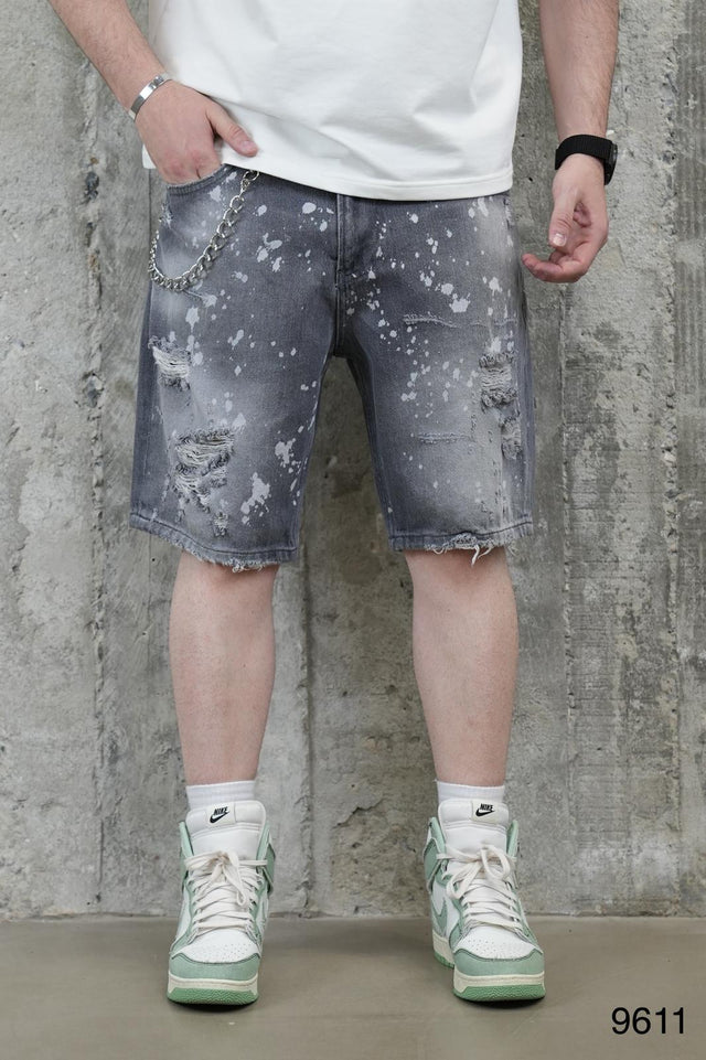2Y Premium - Grey Painted Shorts