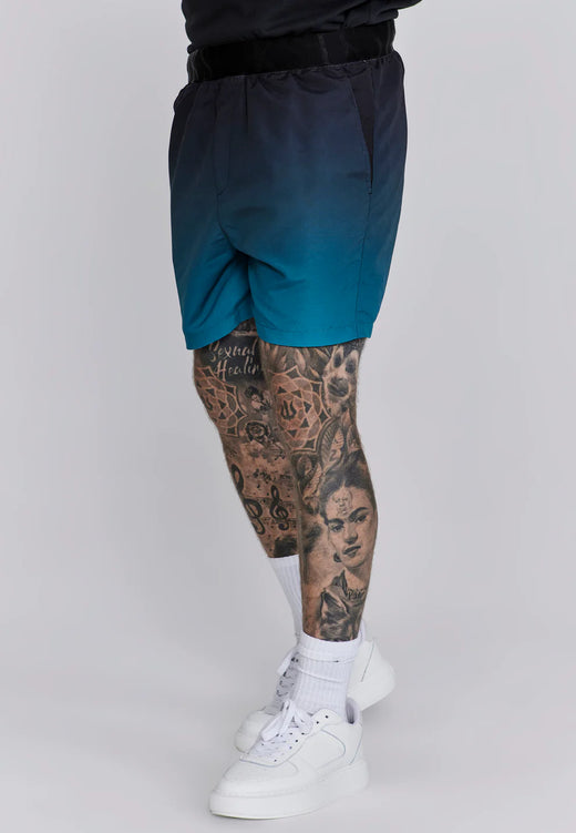 SikSilk - Black Teal Fade Swim Shorts