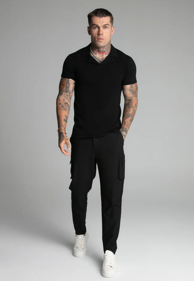 SikSilk - Black Revere Collar Polo