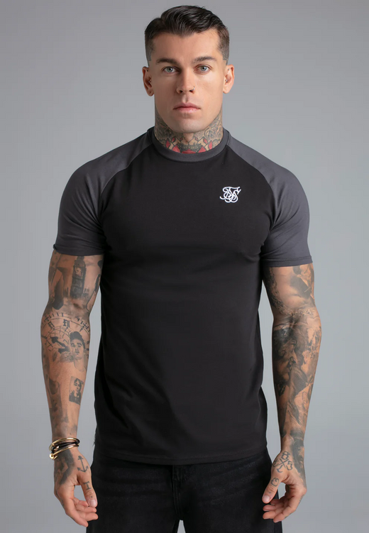 SikSilk - Black and Grey Raglan T-Shirt