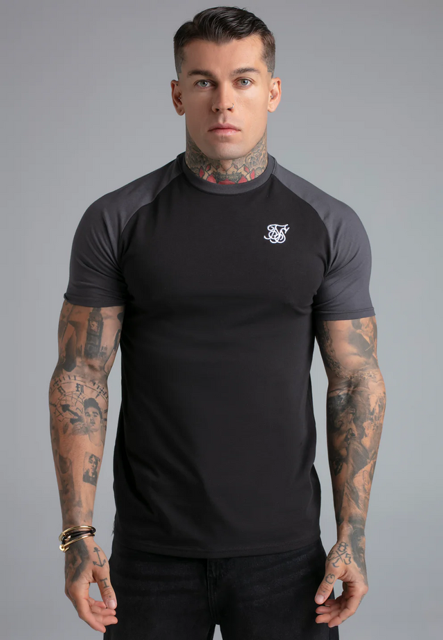 SikSilk - Black and Grey Raglan T-Shirt