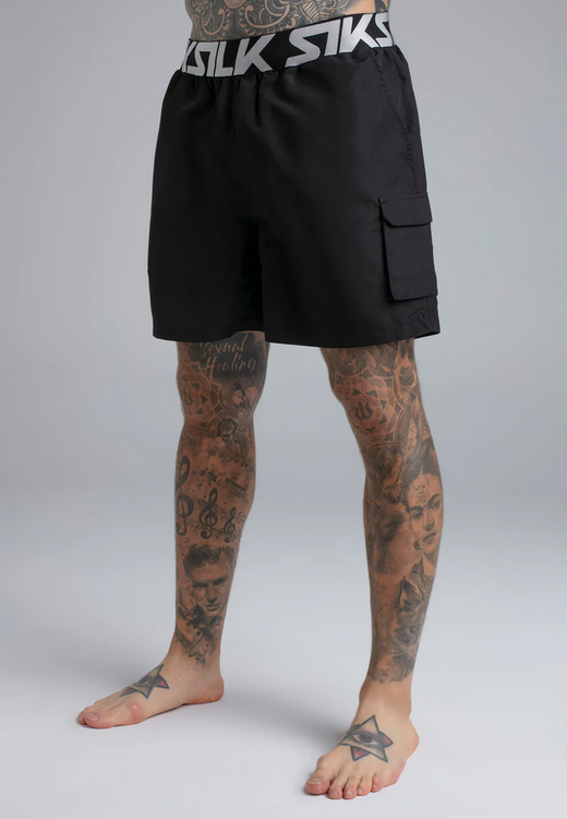SikSilk - Black Cargo Swim Shorts